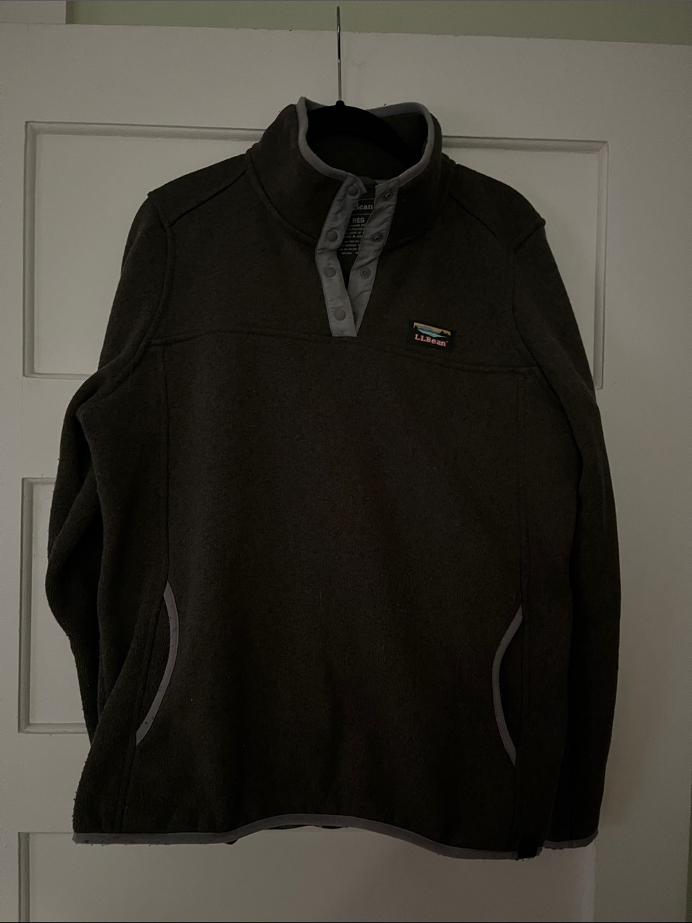 L.L. Bean Brown Snap-Placket Fleece Pullover